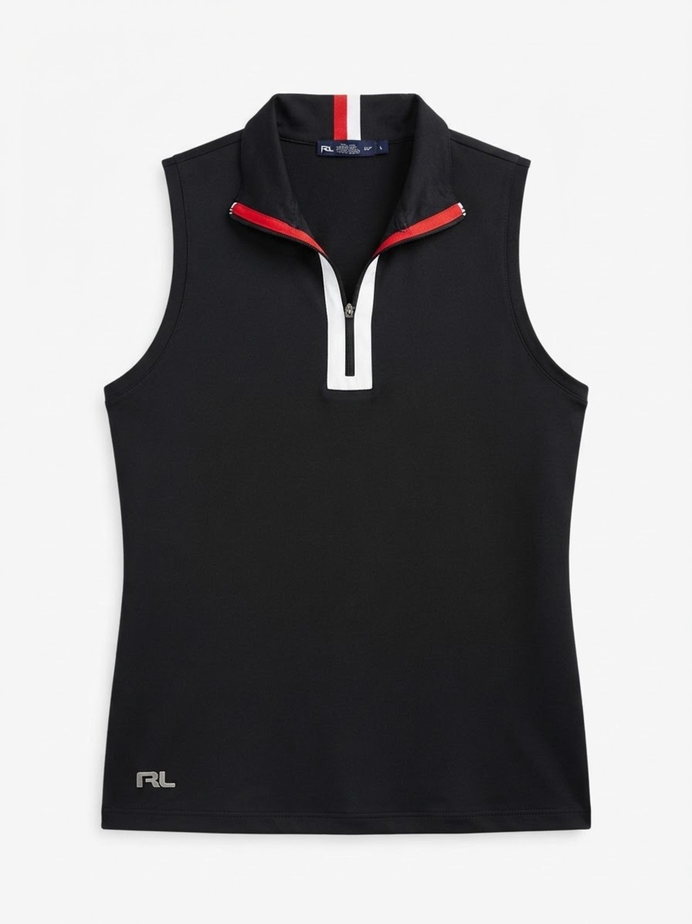 Ralph Lauren RLX Golf Performance Black Sleeveless Zip Up Top Large